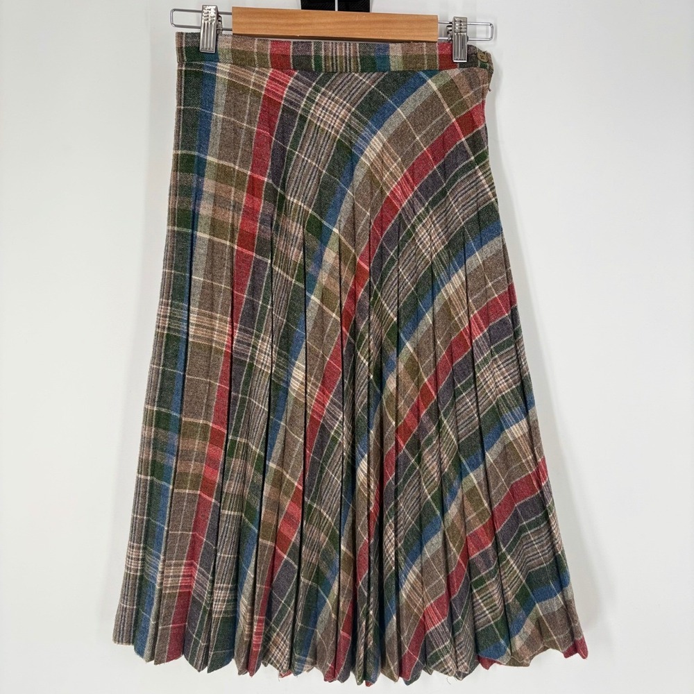 Changing Scene Vintage Plaid Pleated Midi Skirt Wool Blend Acdemia Sz 11/12